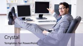  Presentation with 3d man sitting question mark - PPT layouts featuring internet banking presentation - businessman sitting in front background and a  colored foreground