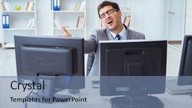  Presentation with 3d man sitting question mark - Slide set enhanced with internet banking presentation - businessman sitting in front background and a  colored foreground