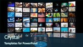  Presentation with television - Audience pleasing PPT theme consisting of internet broadcast - tv with pictures of smart backdrop and a ocean colored foreground