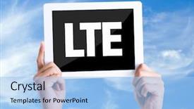  Presentation with lte 4g - Beautiful slide set featuring internet broadcast air - tablet pc with text lte backdrop and a light blue colored foreground