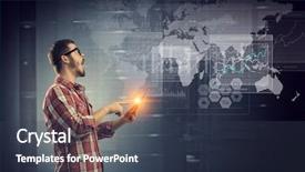  Presentation with internet - PPT theme featuring internet business - innovative technologies for your device background and a tawny brown colored foreground