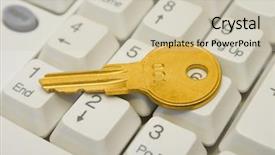  Presentation with key - Presentation theme having internet business series - golden key on computer keyboard background and a soft green colored foreground