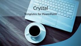  Presentation with internet cafe - Presentation theme enhanced with internet cafe - laptop and a cup background and a  colored foreground