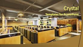  Presentation with internet cafe - Presentation theme with internet cafe interior background and a tawny brown colored foreground