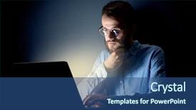  Presentation with dark night - Amazing presentation theme having internet challenges - young handsome businessman working late backdrop and a  colored foreground