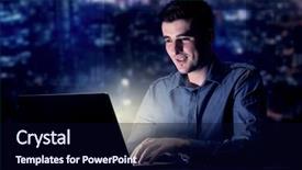  Presentation with blue night - Slide set consisting of internet challenges - young handsome businessman working late background and a navy blue colored foreground