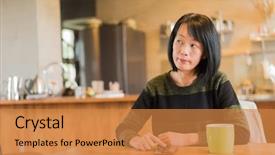  Presentation with asian culture and food - PPT theme enhanced with internet china - asian mature woman using smartphone background and a  colored foreground