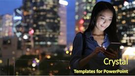  Presentation with text message - Presentation theme having internet china - asian woman send text message background and a wine colored foreground