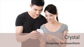  Presentation with asian fitness elderly - Colorful presentation design enhanced with internet china - asian young couple using cellphone backdrop and a coral colored foreground