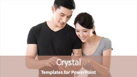  Presentation with asian - Presentation theme consisting of internet china - asian young couple using cellphone background and a coral colored foreground