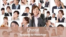  Presentation with mobile network - PPT layouts having internet china - business network asian business people background and a coral colored foreground