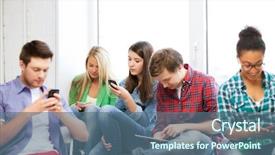  Presentation with students - Slides consisting of internet communication - education concept - students looking background and a ocean colored foreground