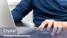  Presentation with disable person empowerment - Presentation theme enhanced with internet communication - person at the notebook background and a ocean colored foreground