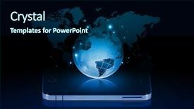  Presentation with internet of things iot concept - Slide deck enhanced with internet concept with mobile phone background and a  colored foreground