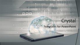  Presentation with mobile technology - Colorful PPT theme enhanced with internet concept with mobile phone backdrop and a light gray colored foreground