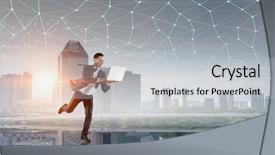  Presentation with connection - Slide deck consisting of internet connection - business on the move mixed background and a light gray colored foreground