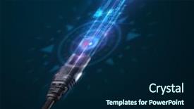  Presentation with electric cable - Colorful slide set enhanced with internet connection - glowing electric cable close-up backdrop and a  colored foreground