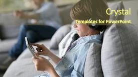  Presentation with movie - Amazing presentation design having internet connection - tenager watching movie on digital backdrop and a  colored foreground