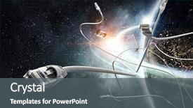  Presentation with telecommunications - Amazing PPT theme having internet connection and telecommunications backdrop and a dark gray colored foreground