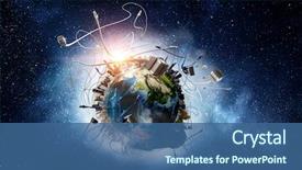  Presentation with telecommunication - Presentation consisting of internet connection and telecommunications background and a ocean colored foreground