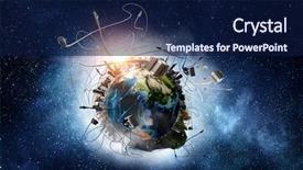  Presentation with telecommunications - Cool new presentation theme with internet connection and telecommunications backdrop and a navy blue colored foreground