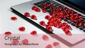  Presentation with online dating - Beautiful presentation theme featuring internet dating concept heart shape backdrop and a coral colored foreground