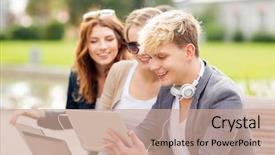  Presentation with internet - PPT theme consisting of internet education campus and teen background and a coral colored foreground