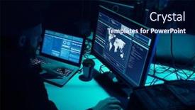  Presentation with fraud - Presentation design enhanced with internet-fraud-darknet-data-thiefs background and a navy blue colored foreground