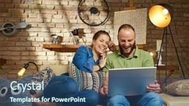  Presentation with computer - Cool new PPT layouts with fun internet - happy couple using laptop computer backdrop and a ocean colored foreground