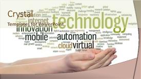  Presentation with future digital technology - PPT theme enhanced with internet future development research evolution background and a soft green colored foreground