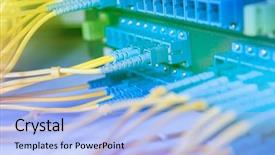  Presentation with fiber - Presentation theme enhanced with internet hub - panel of fiber network switch background and a light blue colored foreground