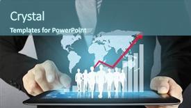  Presentation with touch screen - Presentation theme featuring internet marketing - touch screen touch- tablet background and a  colored foreground