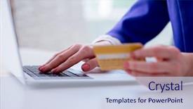  Presentation with online pornography - Cool new presentation with internet marketing - woman buying online with credit backdrop and a sky blue colored foreground