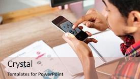  Presentation with cage - Cool new PPT theme with internet mobile - cropped picture of young african backdrop and a coral colored foreground