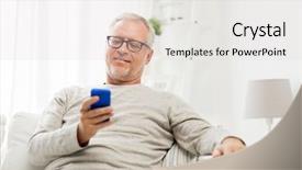  Presentation with communication - Cool new PPT theme with internet mobile - technology people lifestyle and communication backdrop and a light gray colored foreground