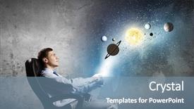  Presentation with planets - Beautiful PPT theme featuring internet mobile - young businessman using smart phone backdrop and a  colored foreground