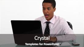  Presentation with special education young adult man - Theme featuring internet news - young man aghast at his background and a  colored foreground