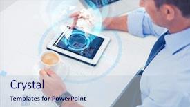  Presentation with mass media business technology internet - PPT layouts having internet news and drinking coffee background and a lemonade colored foreground