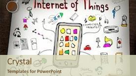  Presentation with internet - Colorful presentation theme enhanced with internet of things business concept backdrop and a soft green colored foreground