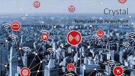  Presentation with internet - Beautiful presentation theme featuring internet-of-things-concept backdrop and a light blue colored foreground