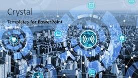  Presentation with internet - Colorful presentation theme enhanced with internet-of-things-concept backdrop and a light blue colored foreground