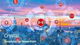  Presentation with internet - Audience pleasing PPT theme consisting of internet of things concept backdrop and a ocean colored foreground