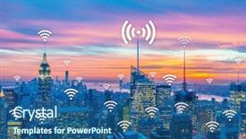  Presentation with internet - Beautiful slide set featuring internet of things concept backdrop and a ocean colored foreground