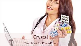  Presentation with laptop - Colorful slide deck enhanced with internet pharmacy - doctor holding laptop and remedy backdrop and a lemonade colored foreground