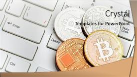  Presentation with gold silver - Slide set enhanced with internet protocol - bitcoin coins gold and silver background and a white colored foreground