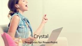  Presentation with teenage girl - Presentation design consisting of internet radio - beauty teenage girl sitting background and a lemonade colored foreground