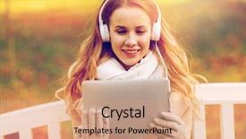  Presentation with computer music - Cool new PPT theme with internet radio - season technology and people concept backdrop and a coral colored foreground