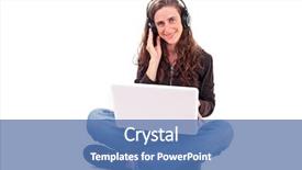  Presentation with radio - Beautiful slide deck featuring internet radio - woman listening to music backdrop and a ocean colored foreground