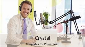  Presentation with podcast - Audience pleasing theme consisting of internet radio - young man recording a podcast backdrop and a lemonade colored foreground