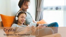  Presentation with parent child teen - Amazing slide deck having internet relationship - father and pre teen daughter backdrop and a coral colored foreground